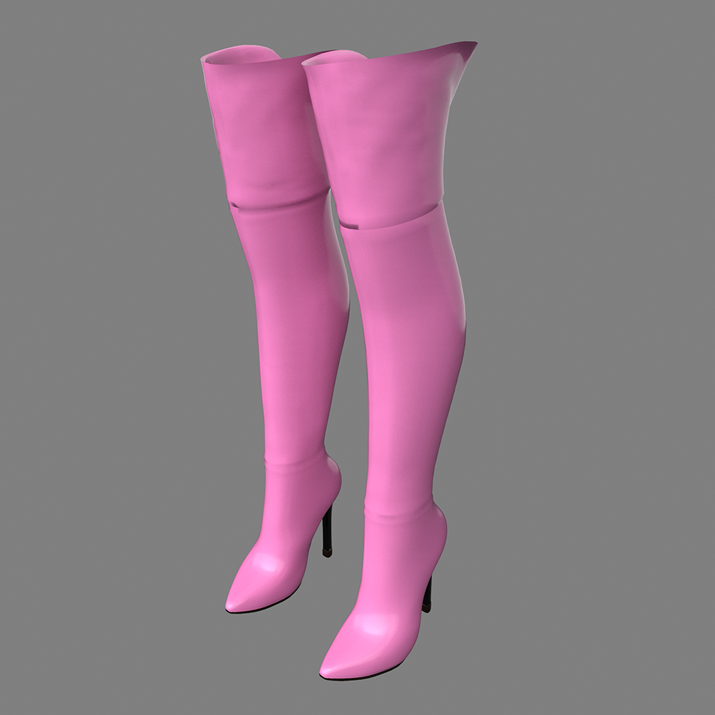 pink latex boots